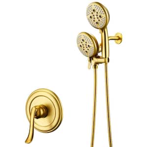 Single-Handle 24-Spray Shower Faucet and Handheld Shower Combo with 5 in. Shower Head in Brushed Gold (Valve Included)