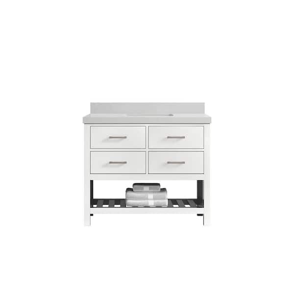 Willow Collections Parker 42 in. W x 22 in. D x 36 in. H Bath Vanity in White with 2 in. Carrara Quartz Top