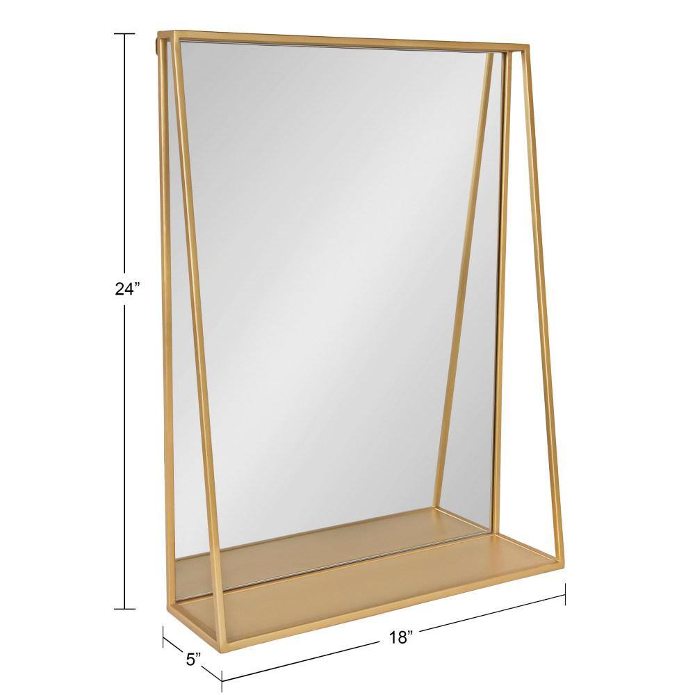 Lintz 24" Glam Gold Rectangular Mirror with Storage Shelf