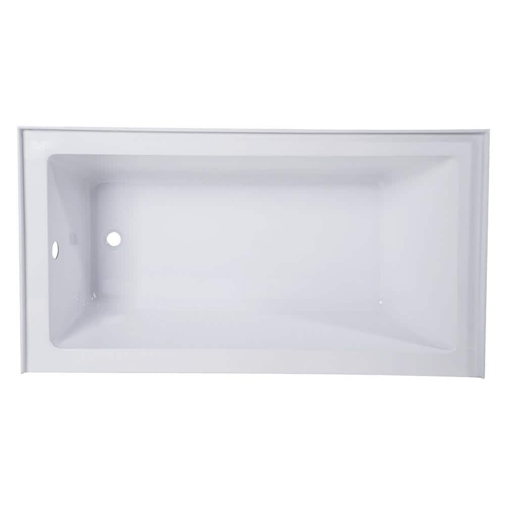 Aqua Eden 54-Inch White Acrylic Alcove Tub with Left Hand Drain
