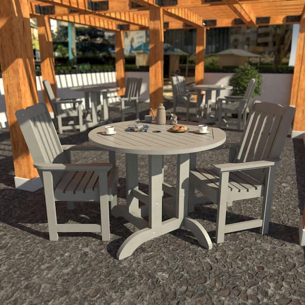 Highwood Springville 3Pieces Round Recycled Plastic Outdoor Dining Set