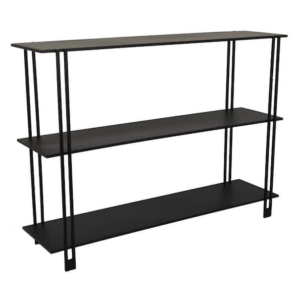 Benjara Rasha 3 Tier Metal Spacious Household Shelving Unit in Black (12 in. W x 32 in. H x 44 in. D)