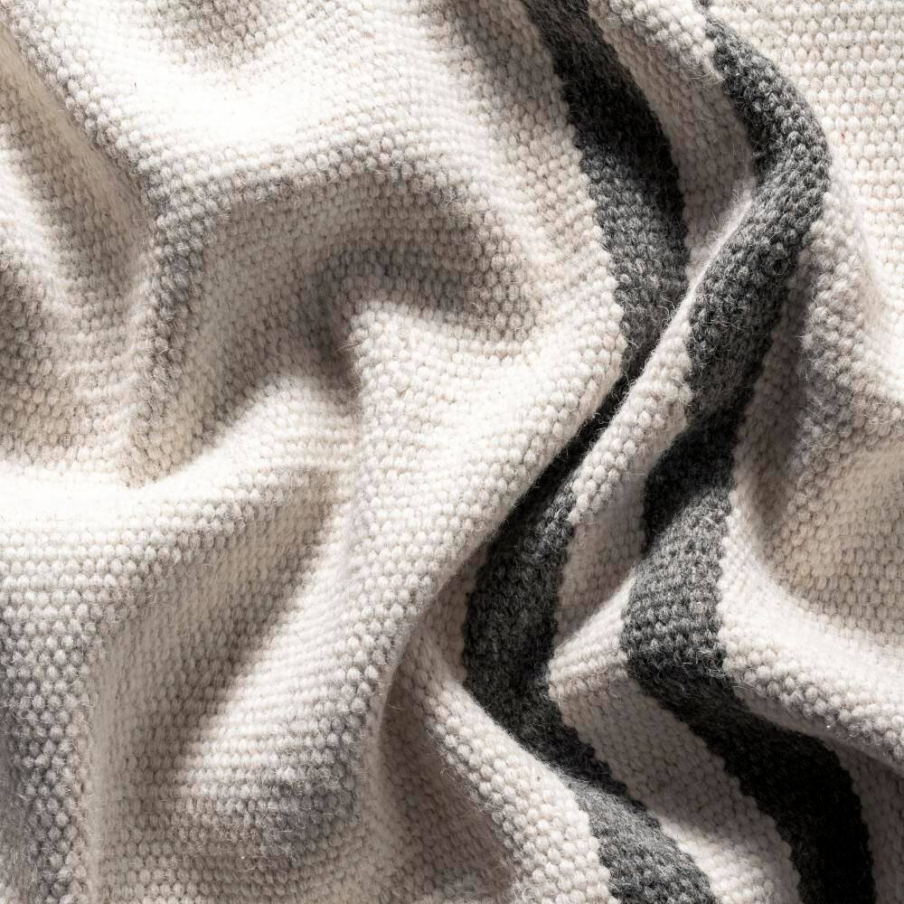 Ivory and Stripe Flat Woven Wool Rectangular Area Rug, 10' x 14'