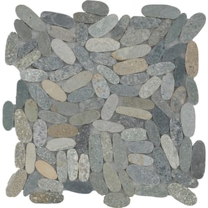 Venetian Pebbles Multicolor Honed 11.81 in. x 11.81 in. x 11 mm Pebbles Mesh-Mounted Mosaic Tile (0.97 sq. ft.)