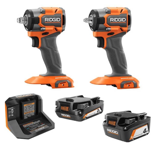 18V Subcompact Brushless Impact Wrench 2-Tool Kit with 18V 4.0 Ah and 2.0 Ah Batteries