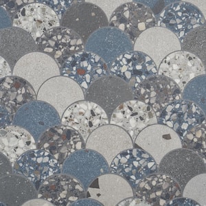 Bryant Scale Blue 11.02 in. x 15.74 in. Matte Porcelain Terrazzo Look Mosaic Floor and Wall Tile (1.2 sq. ft./Each)