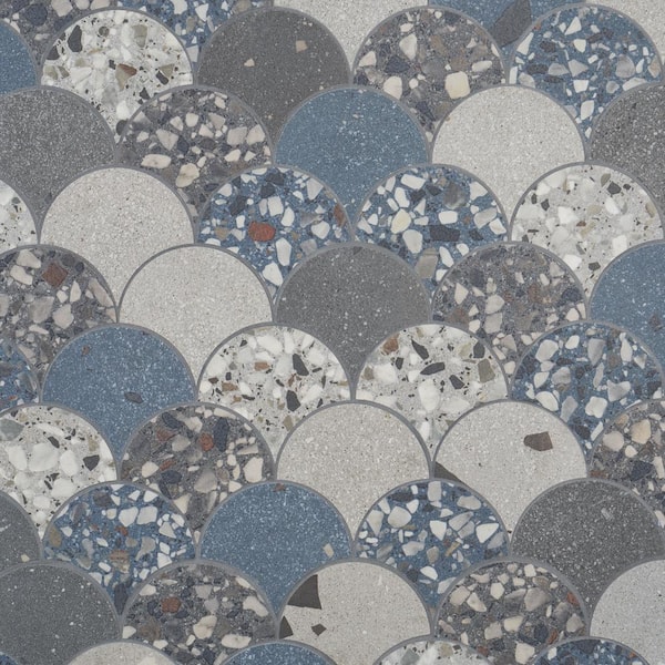 Ivy Hill Tile Bryant Scale Blue 11.02 in. x 15.74 in. Matte Porcelain Terrazzo Look Mosaic Floor and Wall Tile (1.2 sq. ft./Each)