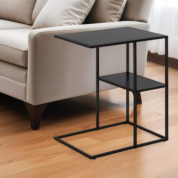 HomeRoots 20 in. Black Rectangle Metal End Table