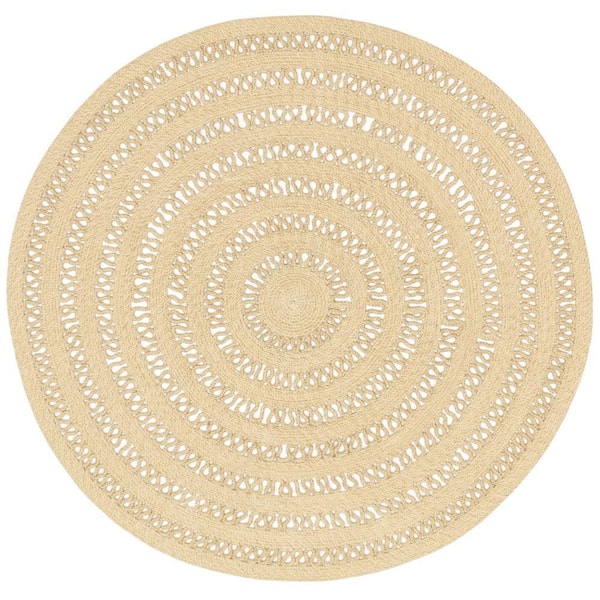 10 ft. Round Natural Bowline Handwoven Outdoor Area Rug