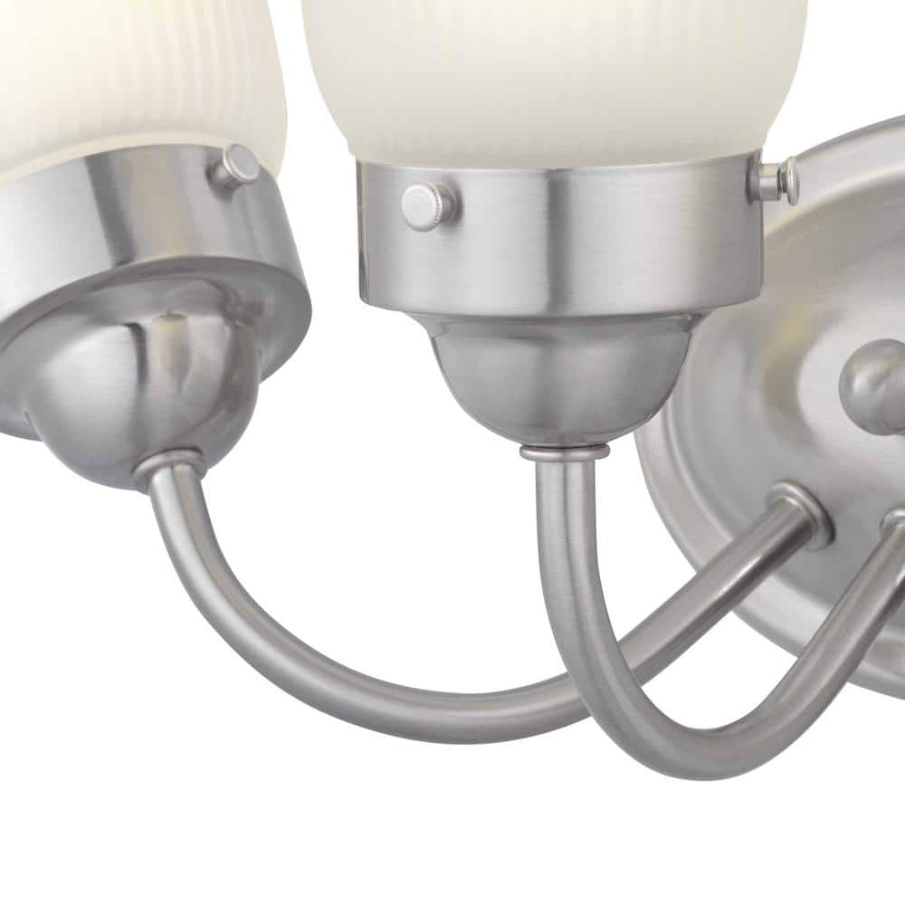 Brushed Nickel 3-Light Fluted Glass Bath Vanity Fixture