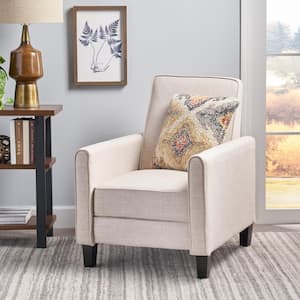 Light Beige Linen Classic Push Back Recliner Accent Armchair for Living Room, Bedroom and Office