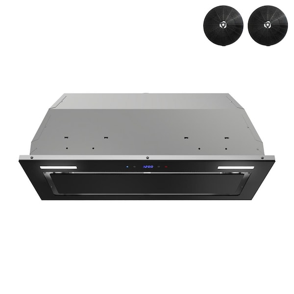Streamline 28 in. 350 CFM Lemina Ductless Insert Range Hood in Glossy Black, Mesh Filters, Touchpad Control, LED Lights