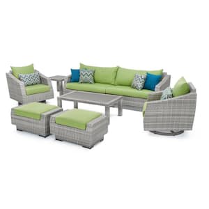 Cannes 8-Piece Wicker Motion Patio Conversation Deep Seating Set with Sunbrella Ginkgo Green Cushions