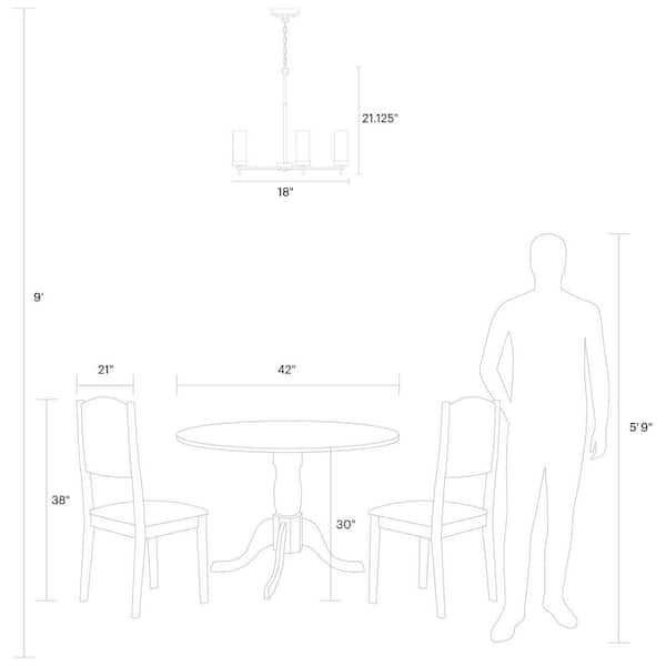 Generation Lighting - Studio Zire 3-Light Brushed Oil Rubbed Bronze Modern Minimalist Hanging Candlestick Chandelier with Clear Glass Shades