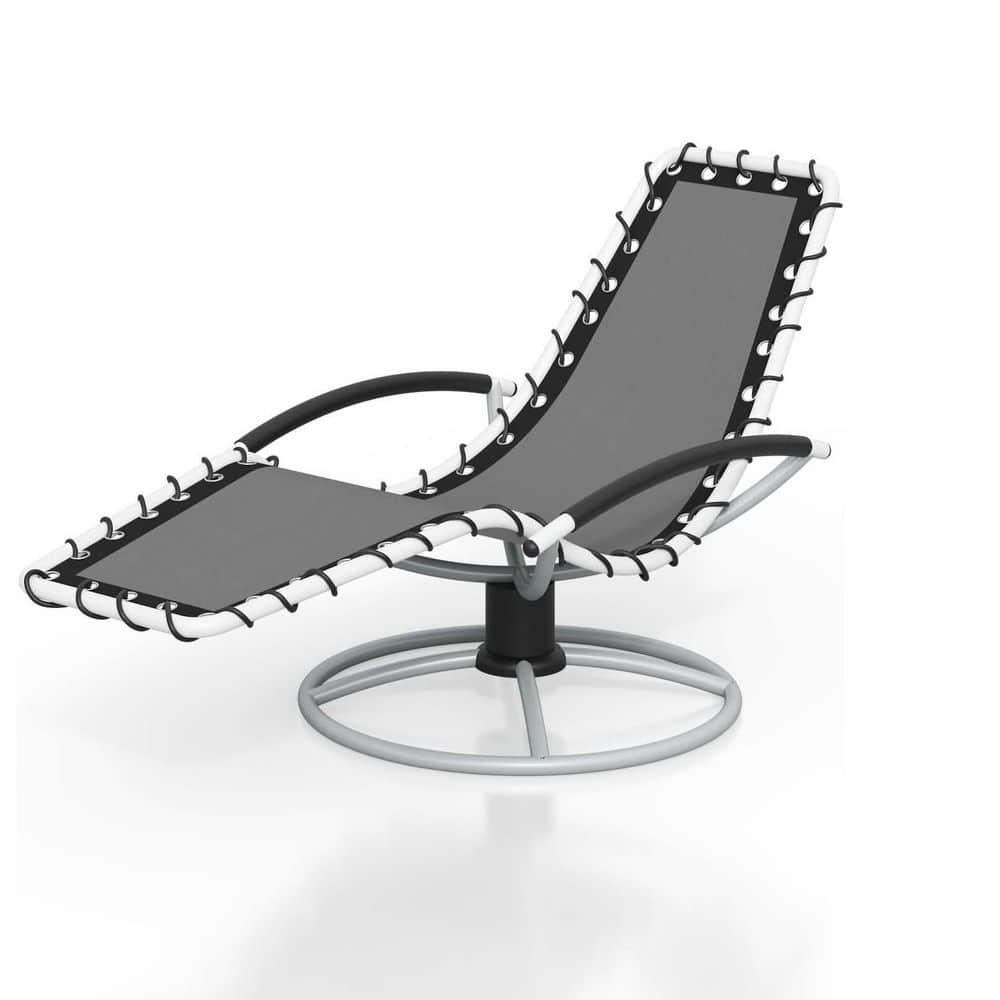 Patio Chaise Lounge, 360° Rotating Basic, Metal Frame, Tanning Chairs with