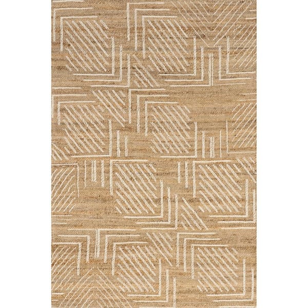 nuLOOM Gardenia Geometric Jute Blend Natural 5 ft. x 8 ft. Area Rug