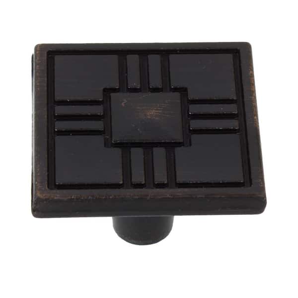 GlideRite 1-1/4 in. Oil Rubbed Bronze Craftsman Collection Square Cabinet Knobs (10-Pack)