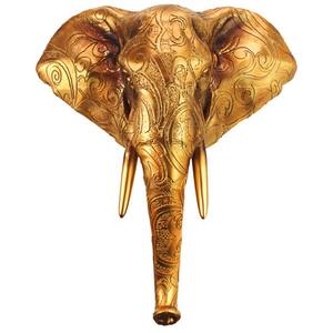 17.5 in. x 16 in. Good Fortune Golden Mandala Elephant Wall Sculpture