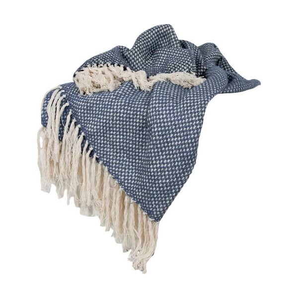 HomeRoots Ivory Polka dot Cotton Throw Blanket
