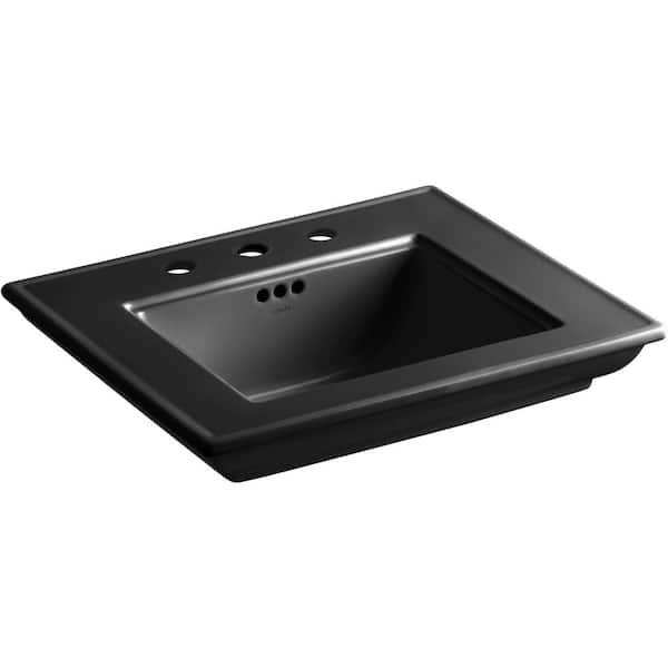 KOHLER Memoirs Stately 24.5 in. Widespread Console Sink Basin in Black