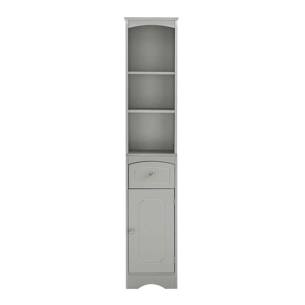 Modern 13.4 in. W x 9.10 in. D x 66.90 in. H Tall and Silm Gray Linen Cabin