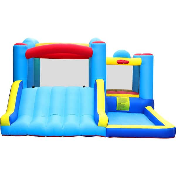 Unbranded Inflatable Jumper Bounce HousePlayground Backyard Water Park with Splash Pool and Basketball Rim Heavy-Duty Blower