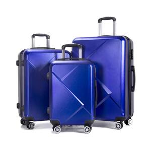 20 in. x 24 in. x 28 in. 3-Piece Blue Hardside Spinner Suitcase Luggage Set