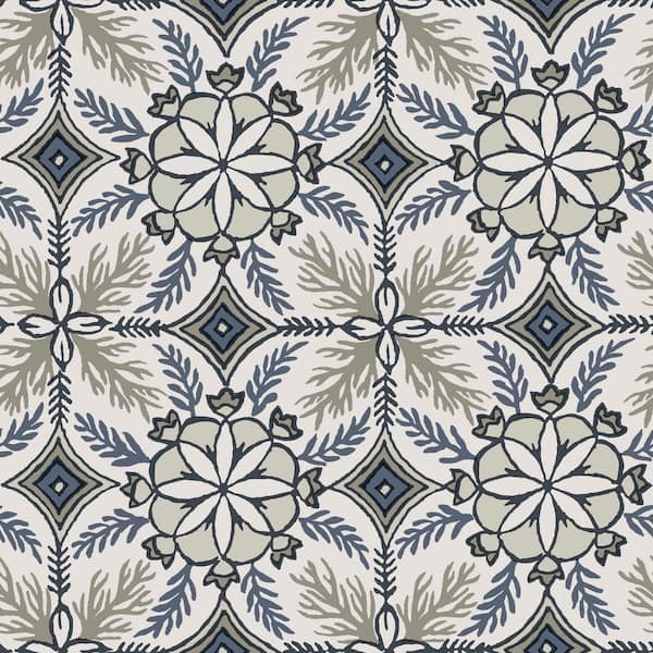 Midnight Blue & Featherstone Moroccan Tiles Print Non Woven Non-Pasted Textured Wallpaper 57 Sq. Ft.