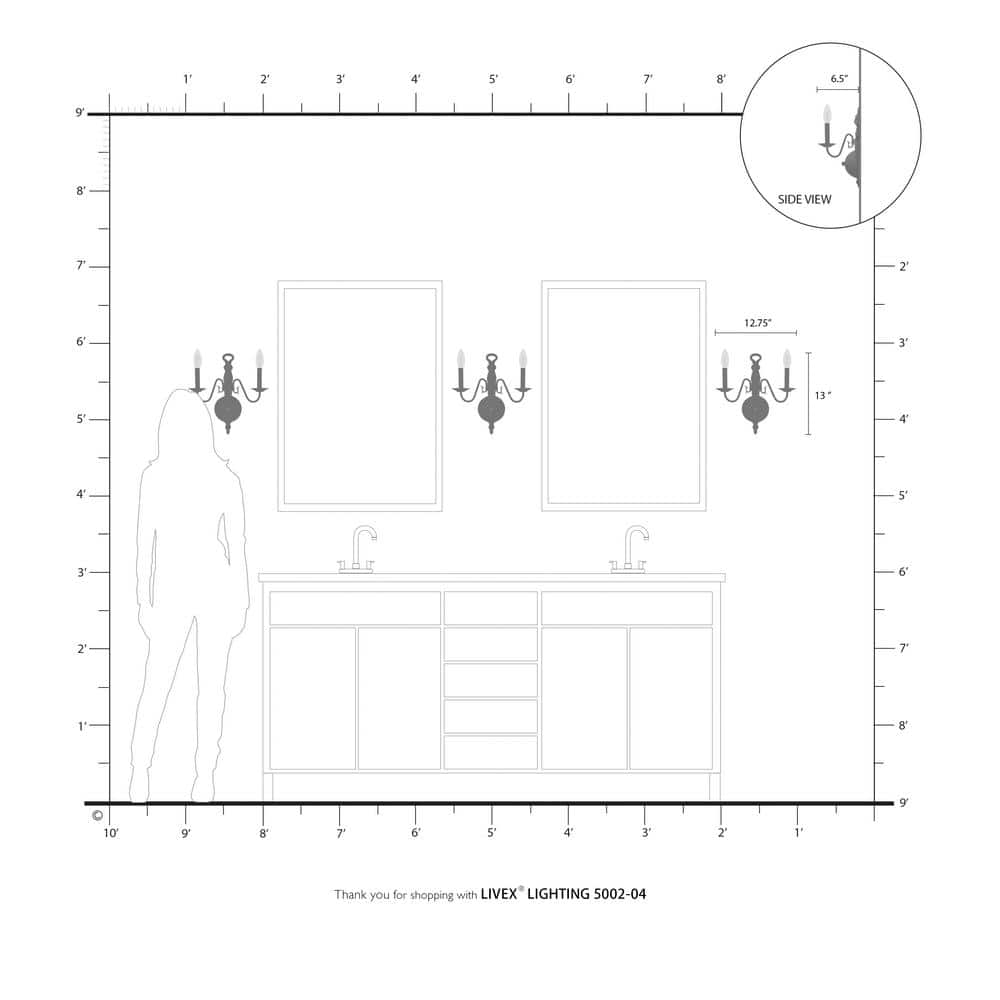 Williamsburgh Black Steel 2-Light Colonial Wall Sconce