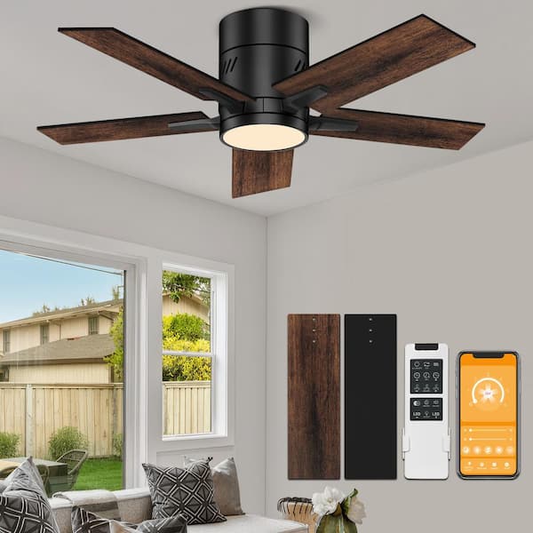 42 in. Integrated LED Indoor/Covered Outdoor Black Ceiling Fan with Light Kit and Remote Control