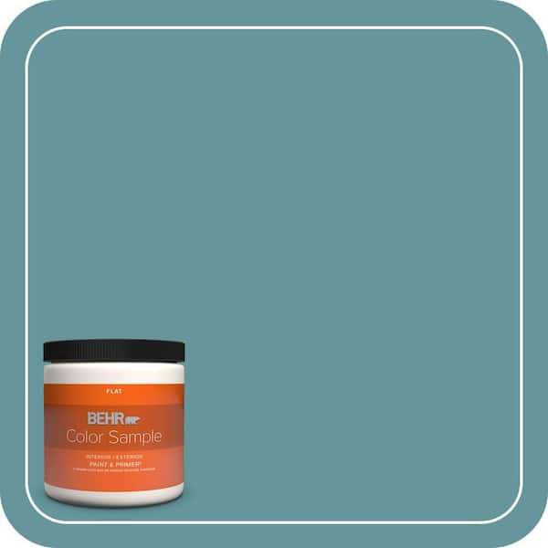 BEHR PREMIUM PLUS 8 oz. #MQ6-33 Vintage Teal Flat Interior/Exterior Paint & Primer Color Sample