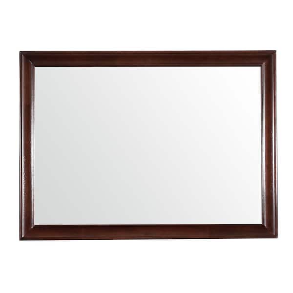 Brown 45 in. W x 33 in. H Art Deco Classic Modern Cottage Farmhouse Rectangle Framed Mirror for Bedroom Living Room