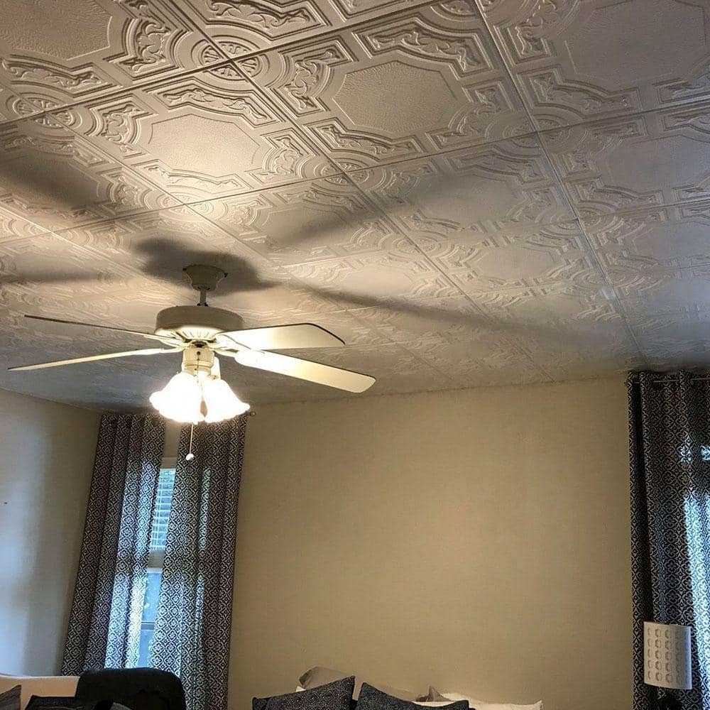 Ultra Pure White Faux Tin Glue-Up Ceiling Tile