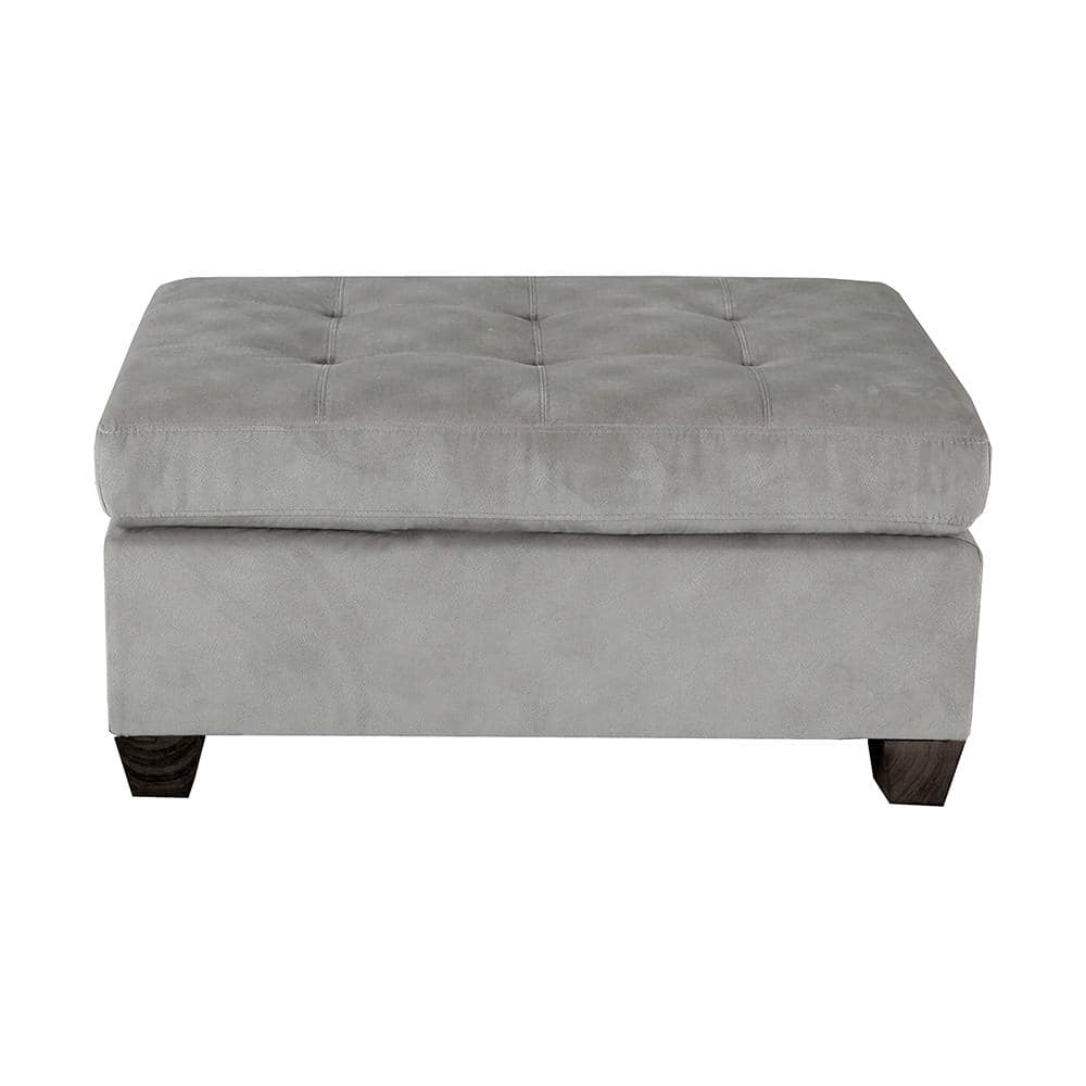 Emilio Taupe Velvet Tufted Upholstered Ottoman