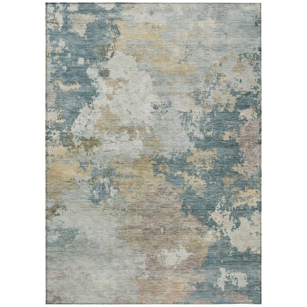 Chantille Machine Washable Indoor/Outdoor Abstract ACN2367 Teal 8 ft. x 10 ft. Area Rug
