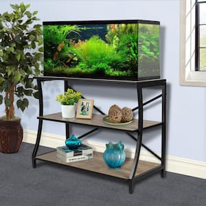 Aquarium Fundamentals Black and Gray 29 in. Accent Cabinet with 3 Shelves with Steel Frame for 40-55 gal. Aquariums