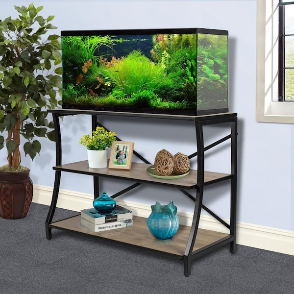 Aquatic Fundamentals Aquarium Fundamentals Black and Gray 29 in. Accent Cabinet with 3 Shelves with Steel Frame for 40-55 gal. Aquariums