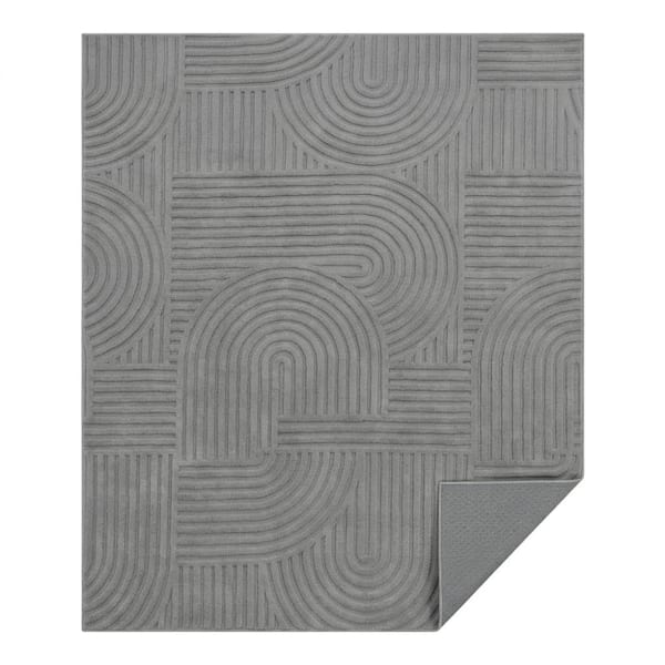 5'x7' Washable Solid Grey Non-Slip Area Rug, Soft Fluffy Indoor Home Carpet