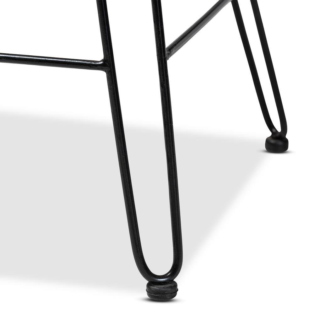Garan Natural Rattan and Black Metal Boho Counter Stool
