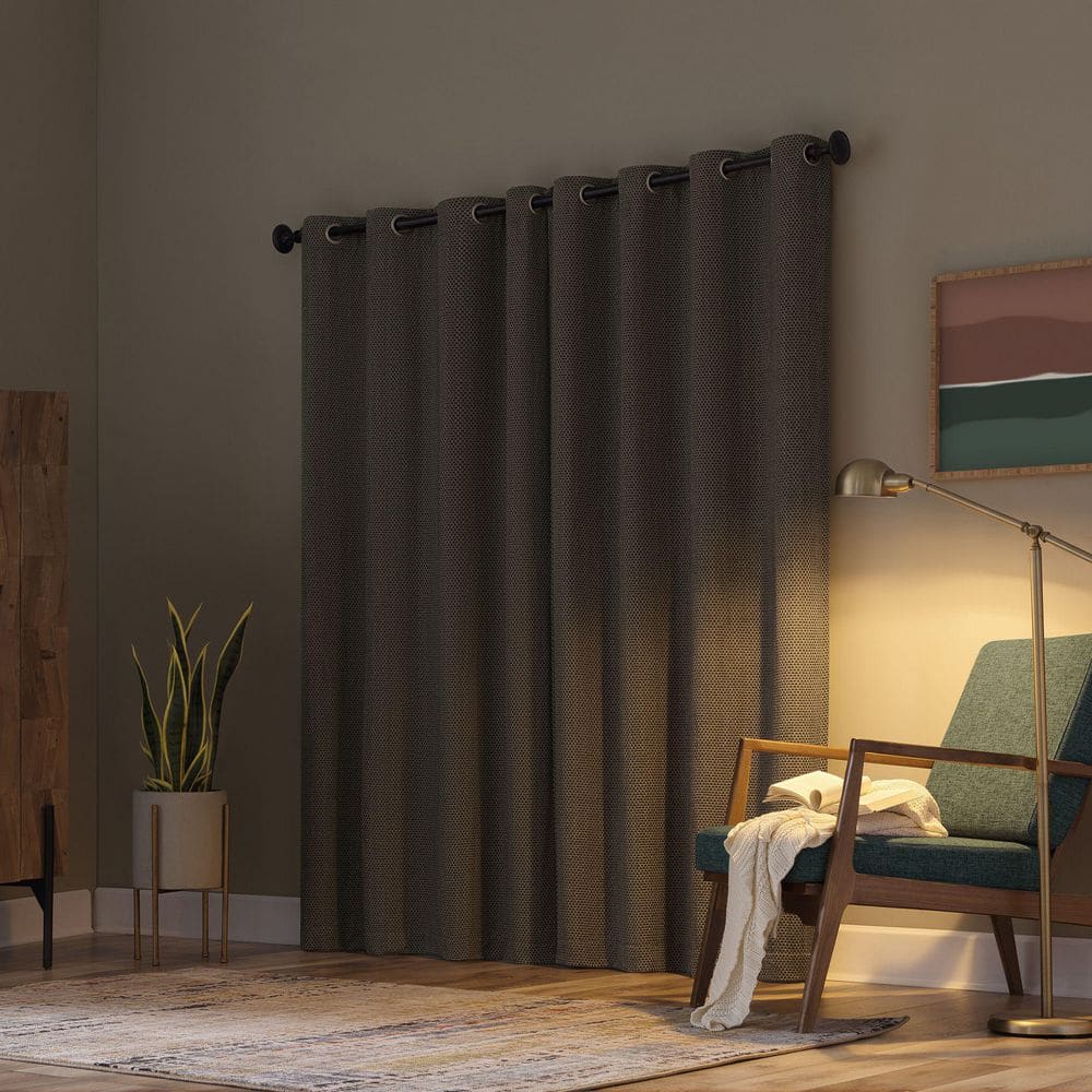 Coal Gray Polyester Blackout Grommet Curtain Panel 50" x 96"