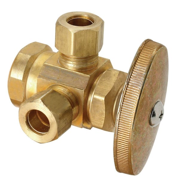 BrassCraft 1/2 in. FIP Inlet x 3/8 in. O.D. Compression x 3/8 in. O.D. Compression Dual Outlet Multi-Turn Valve