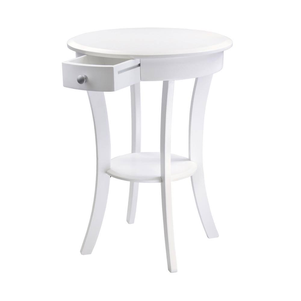 Elegant Sasha 20" White Wood Round Table with Storage