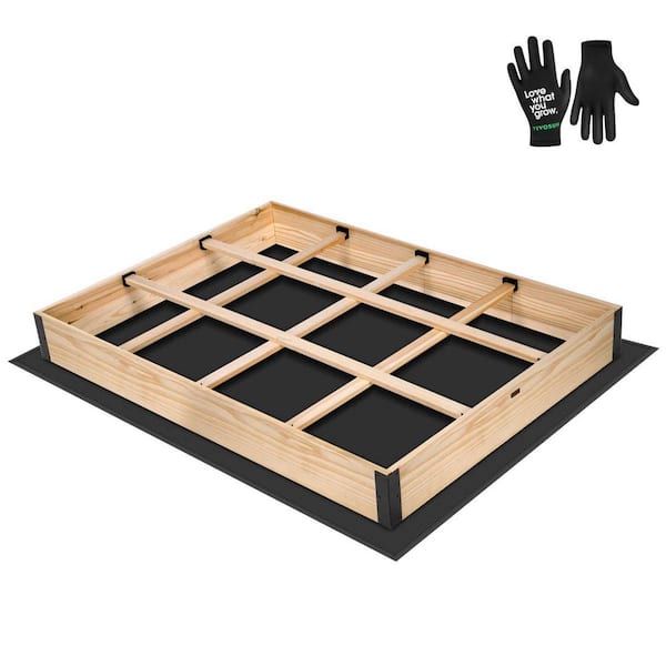 Gridded Wooden Raised Garden Bed (45.3 in. L x 32.3 in. W x 5.1 in. H)