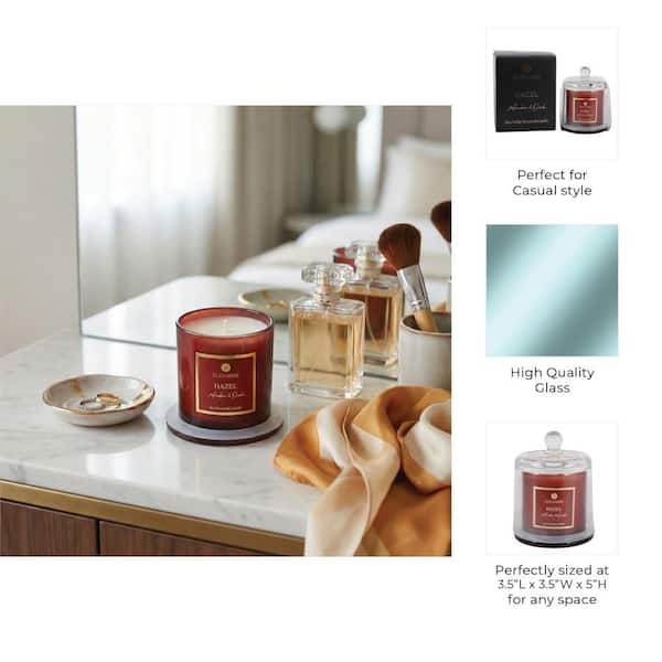 Liv & Skye 3.5 in. Red Amber and Oak 1 Wick Candle HD80586-08