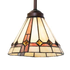 Belvidere 60-Watt 1 Light Mahogany Bronze Shaded Mini Pendant Light with Stained Glass Shade, No Bulbs Included