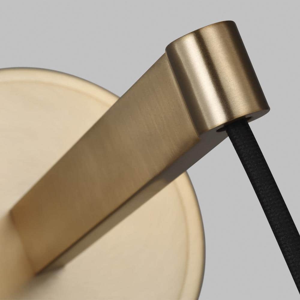 Sean Lavin Satin Brass 1-Light Dimmable Sconce with Midnight Black Steel Shade