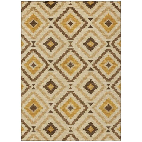 Chantille Machine Washable Indoor/Outdoor Abstract ACN3140 Gold 5 ft. x 7 ft. 6 in. Area Rug