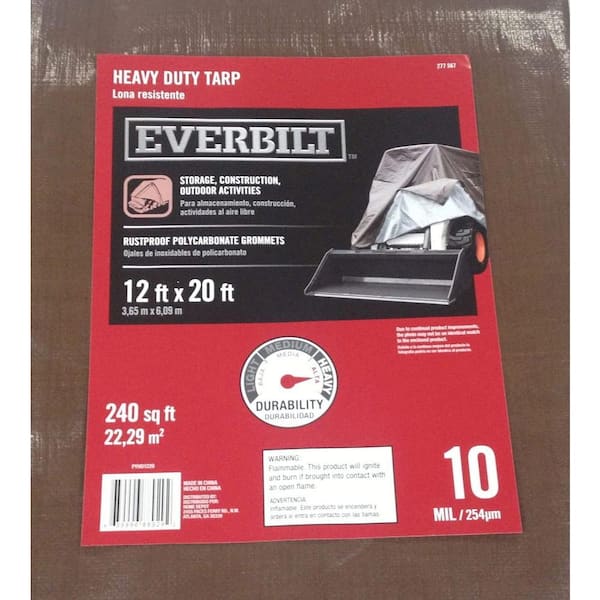 Everbilt 12 ft. x 20 ft. Heavy-Duty Silver/Brown Tarp