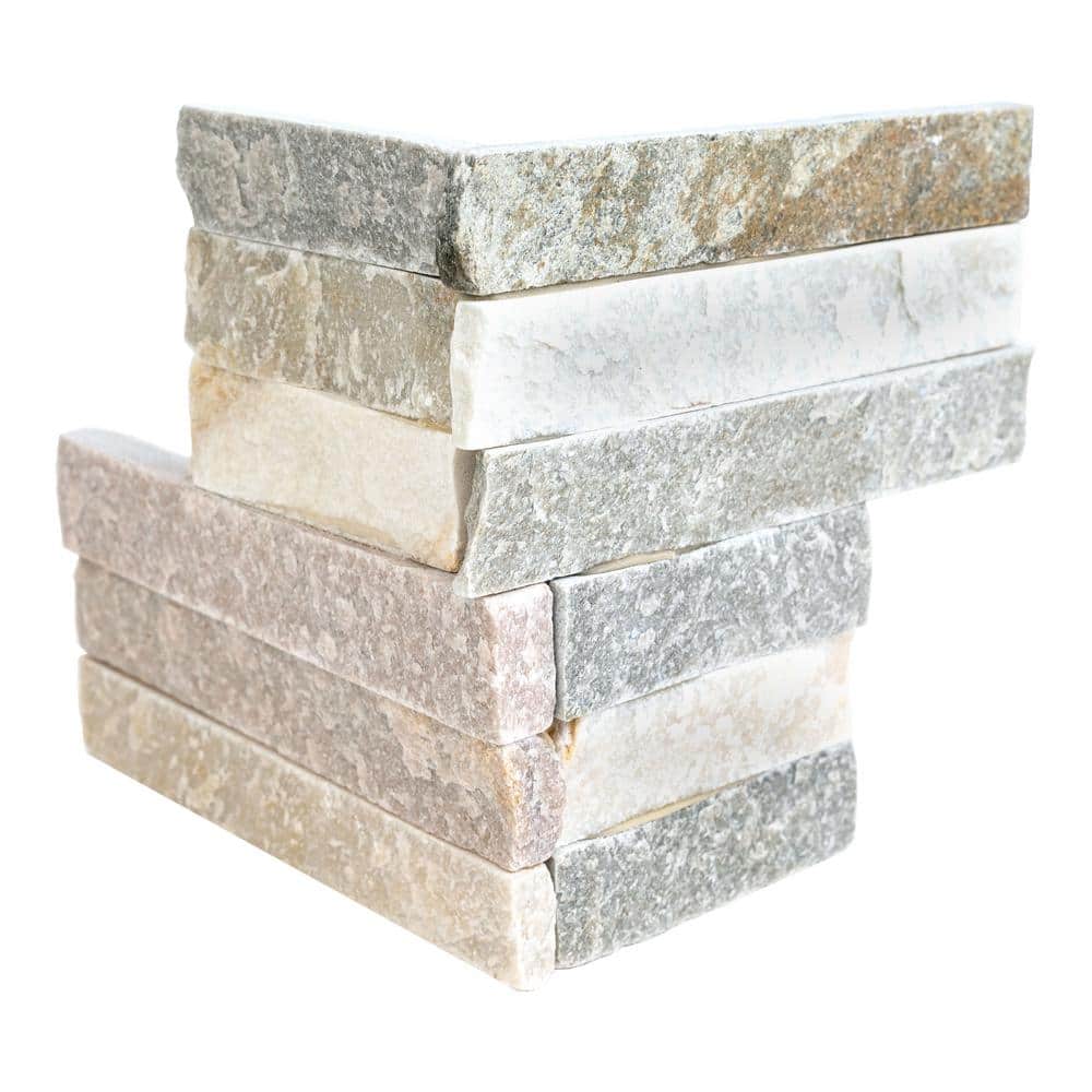 Take Home Tile Sample-Golden Honey Ledger Corner 4 in. x 4 in. Splitface Quartzite Wall Tile price history on PriceWatchPro