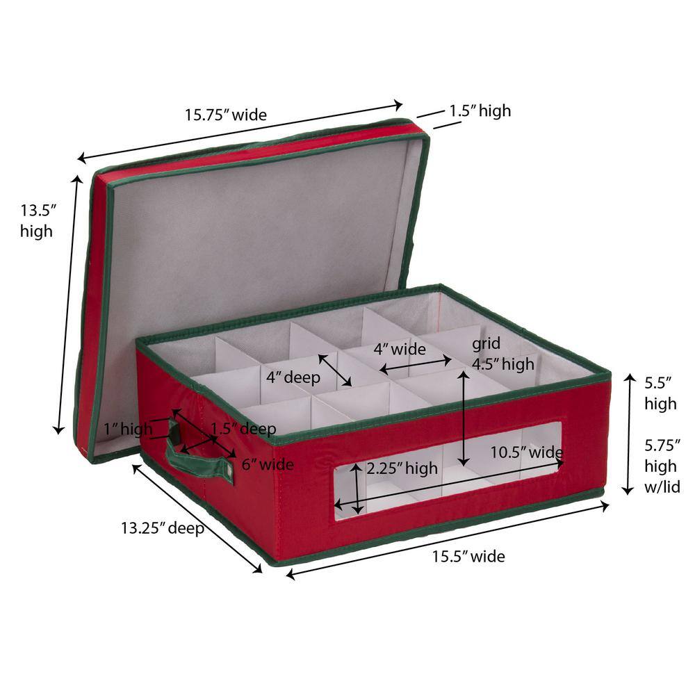 Red and Green Fabric Collapsible Christmas Cup Storage Box